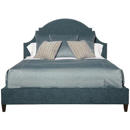 Queen Upholstered Bed with Scalloped Headboard